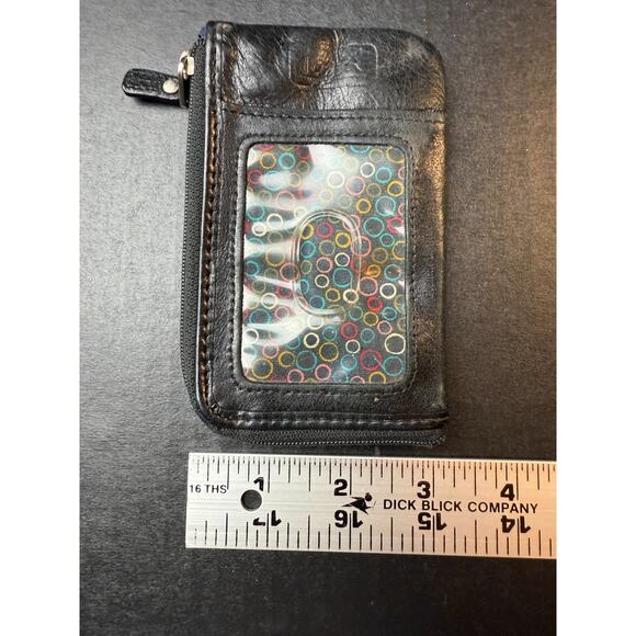 Fossil Black Leather Credit Card ID Wallet Keychain Coin Purse - Picture 8 of 9